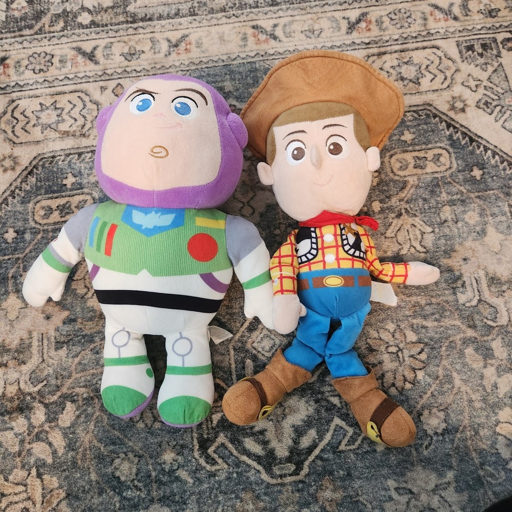Disney Pixar Toy Story Buzz Lightyear and Woody Plush Stuffed Animal Set 12 Inch